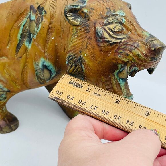TIGER Decorative Figure Large Slinking Brass Copper Tone Item Made in India 15" - Picture 12 of 12